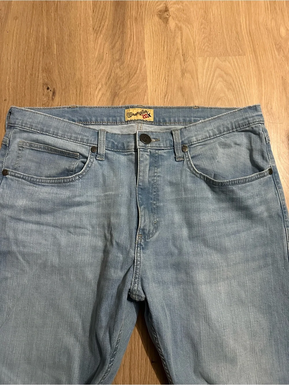 Wrangler Men's Bootcut Jeans in Light Blue Denim